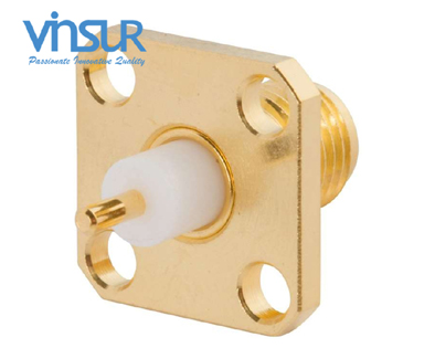 11521490 -- RF CONNECTOR - 50OHMS, SMA FEMALE, STRAIGHT, 4 HOLE FLANGE, 4MM EXTENDED TEFLON, ROUND POST